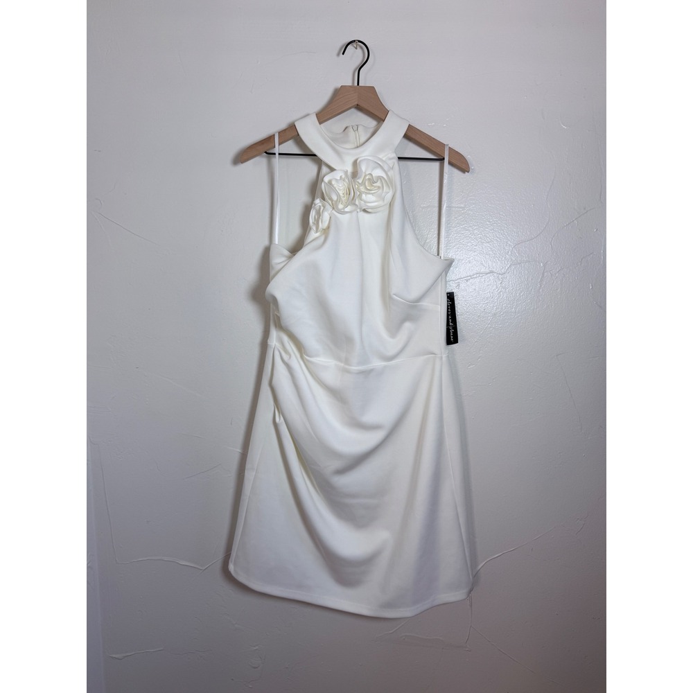 NWT Clover and Sloane White Rosette Halter Cocktail Dress Size 18